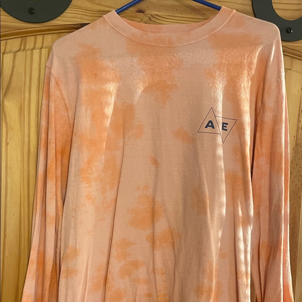American Eagle Outfitters Orange Tie-Dye Long Sleeve Tee